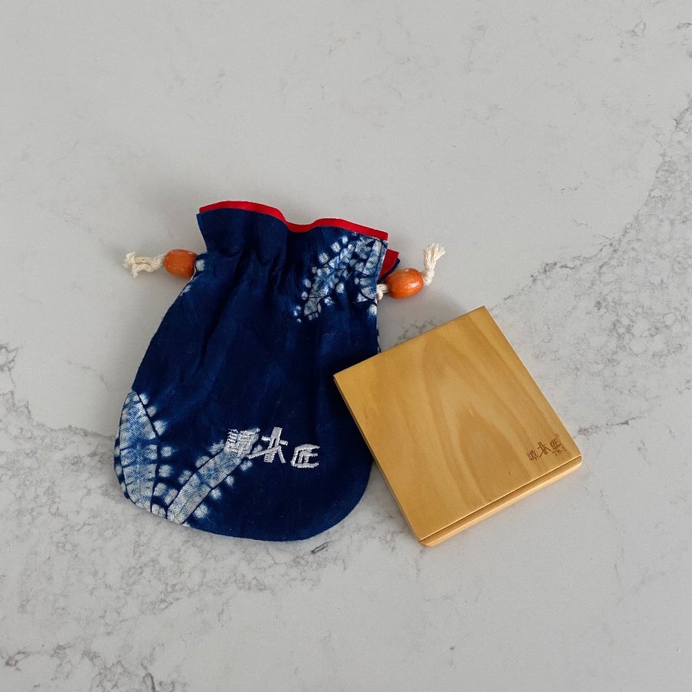 Bamboo Pocket Makeup Mirror With Batik Fabric Protective Bag